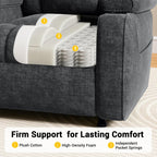 AMADA HOMEFURNISHING Power Recliner Chair for Adults, One-Touch Synchronized Electric Recliner with USB Ports, Cup Holder & Side Pockets, Thick Seat Cushion, Chenille, Living Room & Bedroom