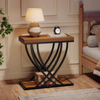 Tribesigns Side Table, 2-Tier Narrow End Table for Living Room, Industrial Nightstand with Metal Frame, Small Bedside Tables for Bedroom, Sofa Couch, Small Spaces, Rustic Brown