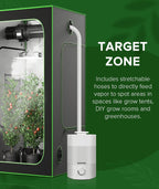 3L No Leak Plant Humidifiers for Grow Tent Greenhouse and Grow Room, Top-Fill, Auto Shut Off, with Extendable Targeting Hose Perfect for Indoor Plant Care and Humidity Control (Single Dual Fog Output)