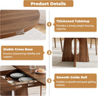 Epecoya 59-Inch Extendable Round to Oval Pedestal Dining Table, Farmhouse Wood Kitchen Table for 4-6 People, Space-Saving Expandable Dinner Table with Heavy Cross Base, Dark Brown Walnut