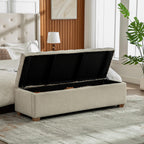 60.2'' Wide Upholstered Storage End of Bed Bench, Tufted Flip-Top Accent Window Bench Footrest Stool Ottoman with Legs for Living Room, Bedroom, Entryway, Dining Room, Dorm, Corner (Beige+Chenille)