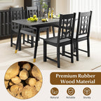 GOFLAME Wood Dining Chairs Set of 4, Modern Kitchen Side Chairs with Solid Rubber Wood Frame, Leaf-Shape High Backrest, Armless Dinette Chairs for Dining Room, Restaurant, Black
