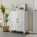 32" Metal Bathroom Storage Cabinet,Floor Storage Cabinet with 2 Doors and 2 Adjustable Shelves,Freestanding Sideboard for Small Spaces, Hallway, Dining Room,White