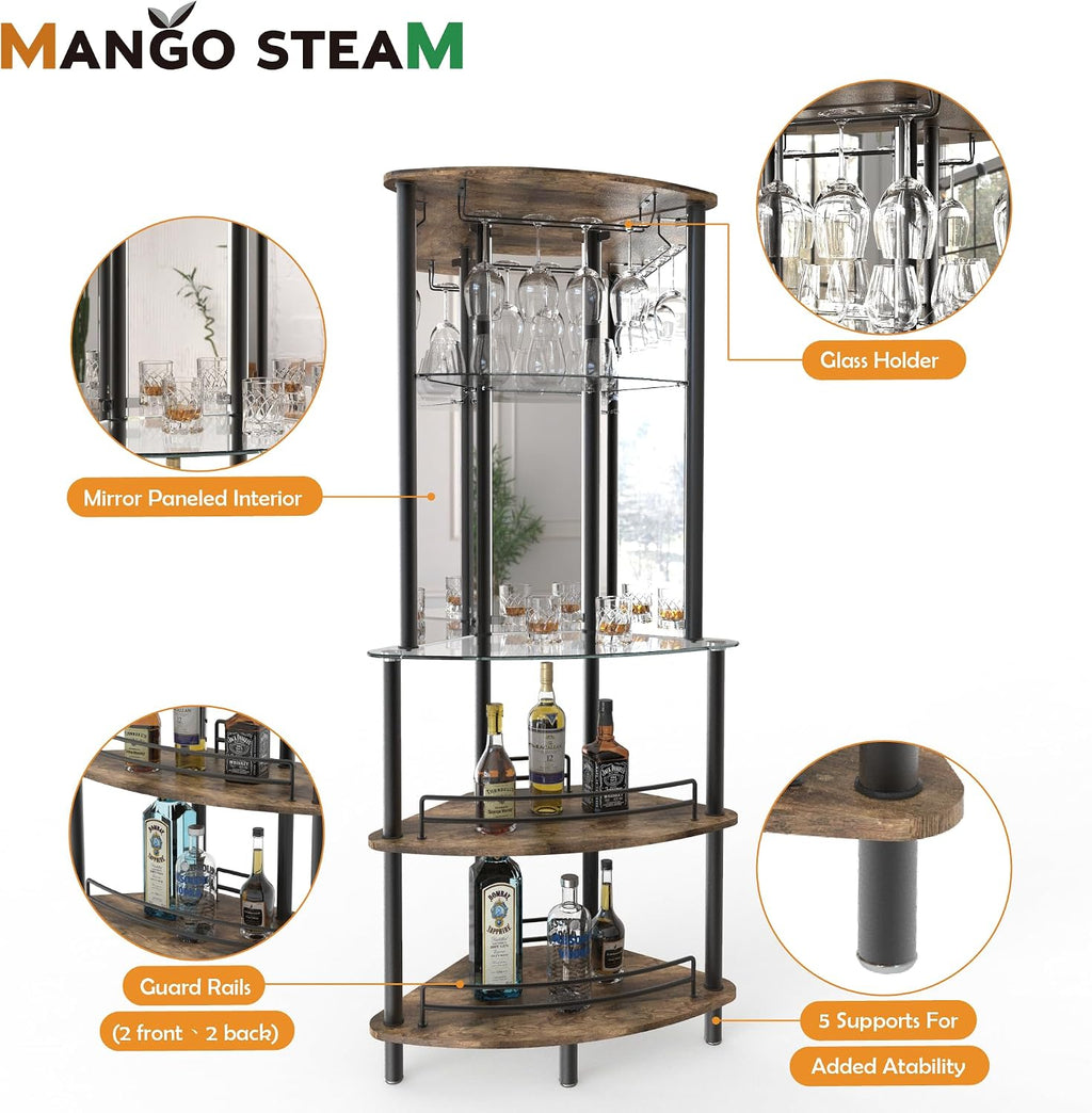 Mango Steam Contemporary Modern Home Entertainment Liquor Bar Catalina Table (Tower Bar, Rustic Wood)