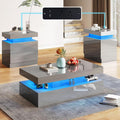 AMERLIFE 3-Piece High Gloss Coffee Table Set with LED Lights