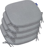 SleepMan Outdoor 17"x16" Chair Cushions with Ties Set of 4, Water Resistant All Weather U-Shape Seat Pads for Patio Garden Furniture Indoor Fade Resistant Patio Cushions (Light Grey)