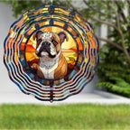 Bulldog Dog Wind Spinners Outdoor Dog Memorial Gifts, 3D Metal Kinetic Hanging Garden Wind Spinner, Spinner Decor, Wind Sculptures for Outdoor & Indoor, Window, Yard Decor (Bulldog 1)