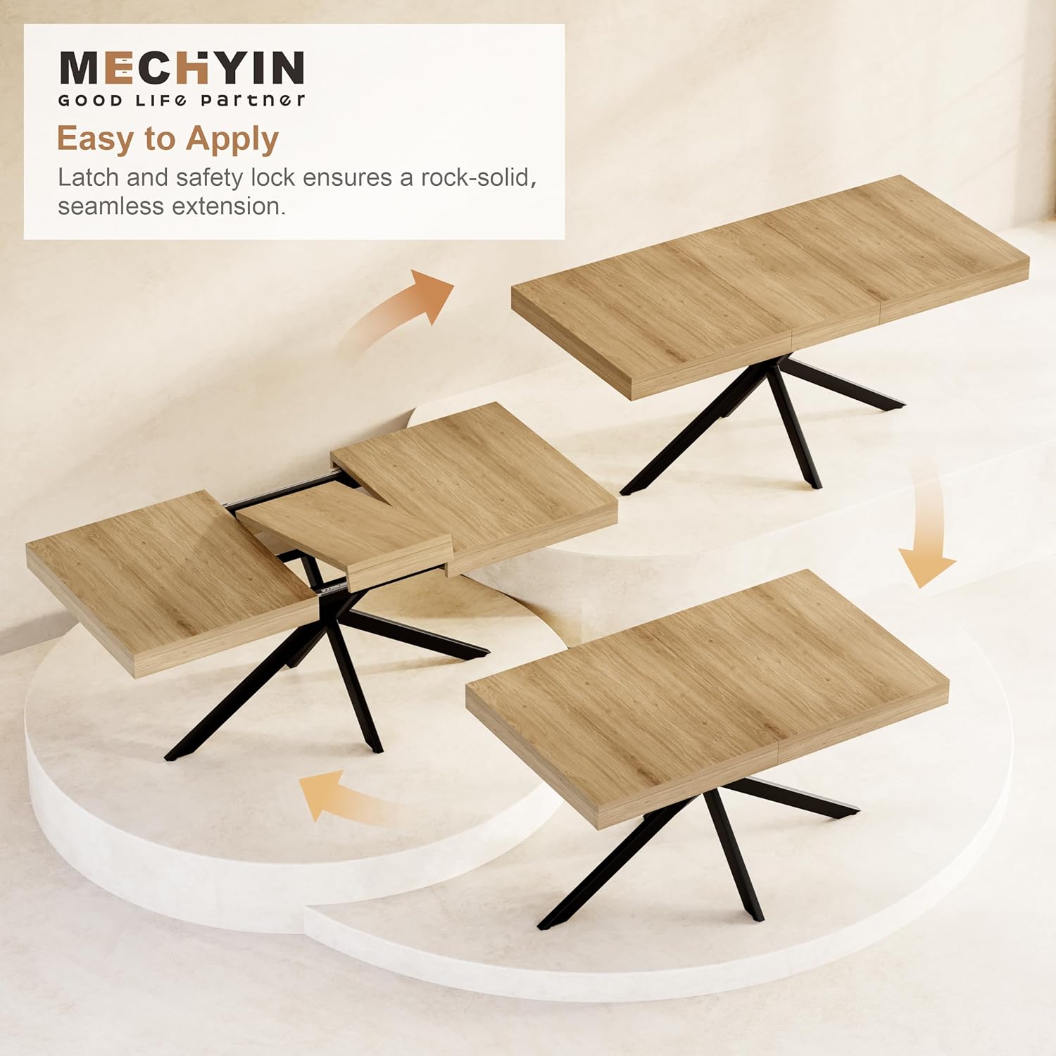Extendable Dining Room Table for 4 6 8, 55"-70.9" Large Rectangle Kitchen Table,Wood Expandable Dining Table with Hidden Leaf & Storage, Space Saving, For Kitchen Dining Living Room,Diner Table,Oak