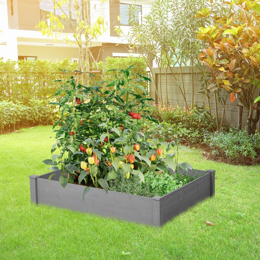 Heavy-Duty Outdoor Storage Cabinet with Metal Top and Weather-Resistant Wood Construction for Patio, Yard, and Garden Use (48" Raised Garden Bed)