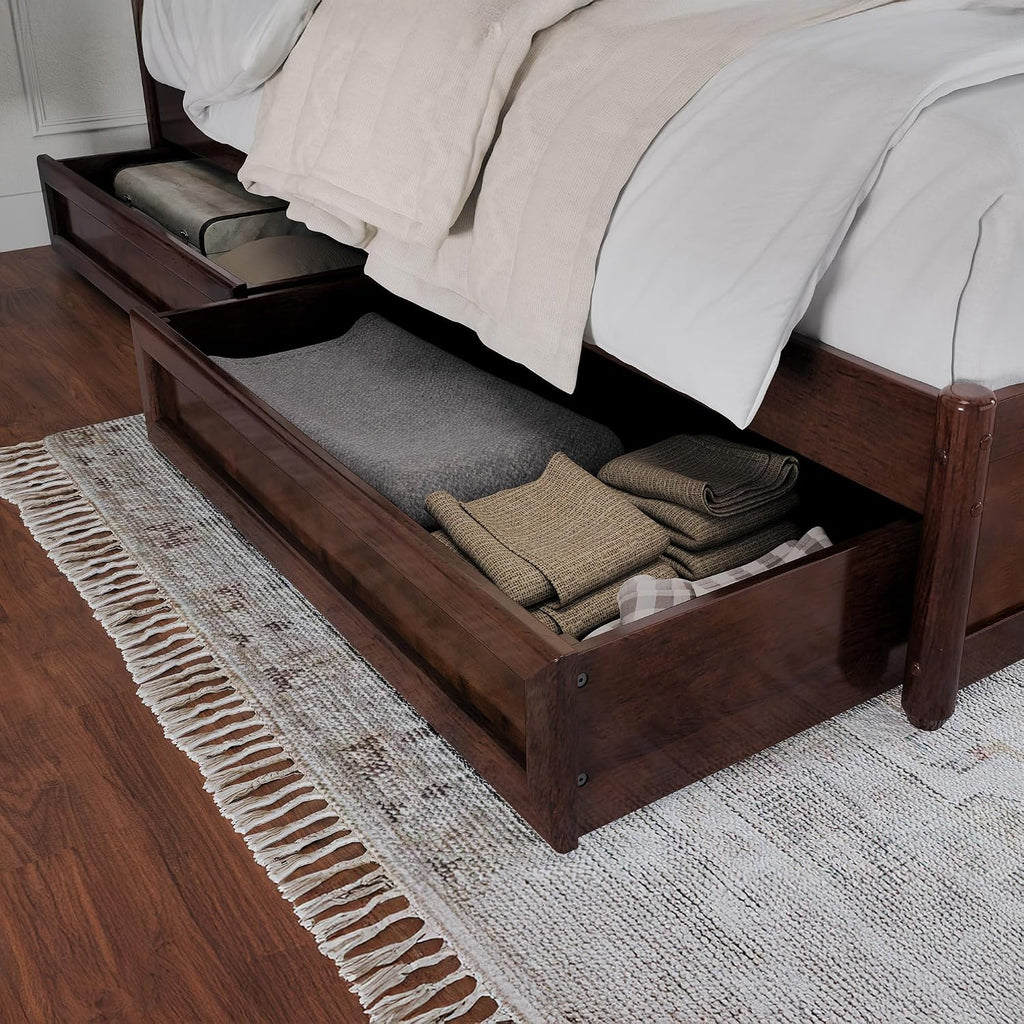 AFI, Felicity King Platform Bed with Panel Footboard & Storage Drawers, Walnut