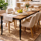 Garvee 79-Inch Modern Farmhouse Dining Table, Large Rectangular Kitchen Table for 6-8 People, Sturdy Wood Top with Unique Legs, Scratch-Resistant Dining Room Furniture for Party, Big Family, Brown