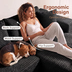 Couch Modular Sectional Sofa Cloud Couch | Oversized Deep-Seat Wide-Wale Corduroy L-Shaped Sectional Couch for Living Room, Apartment and Family Room
