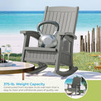 Suncast Outdoor Patio Rocking Chair with Under-Seat Storage, Stylish Faux Wood Outdoor Rocker for Patios, Dove Gray, Made in the USA