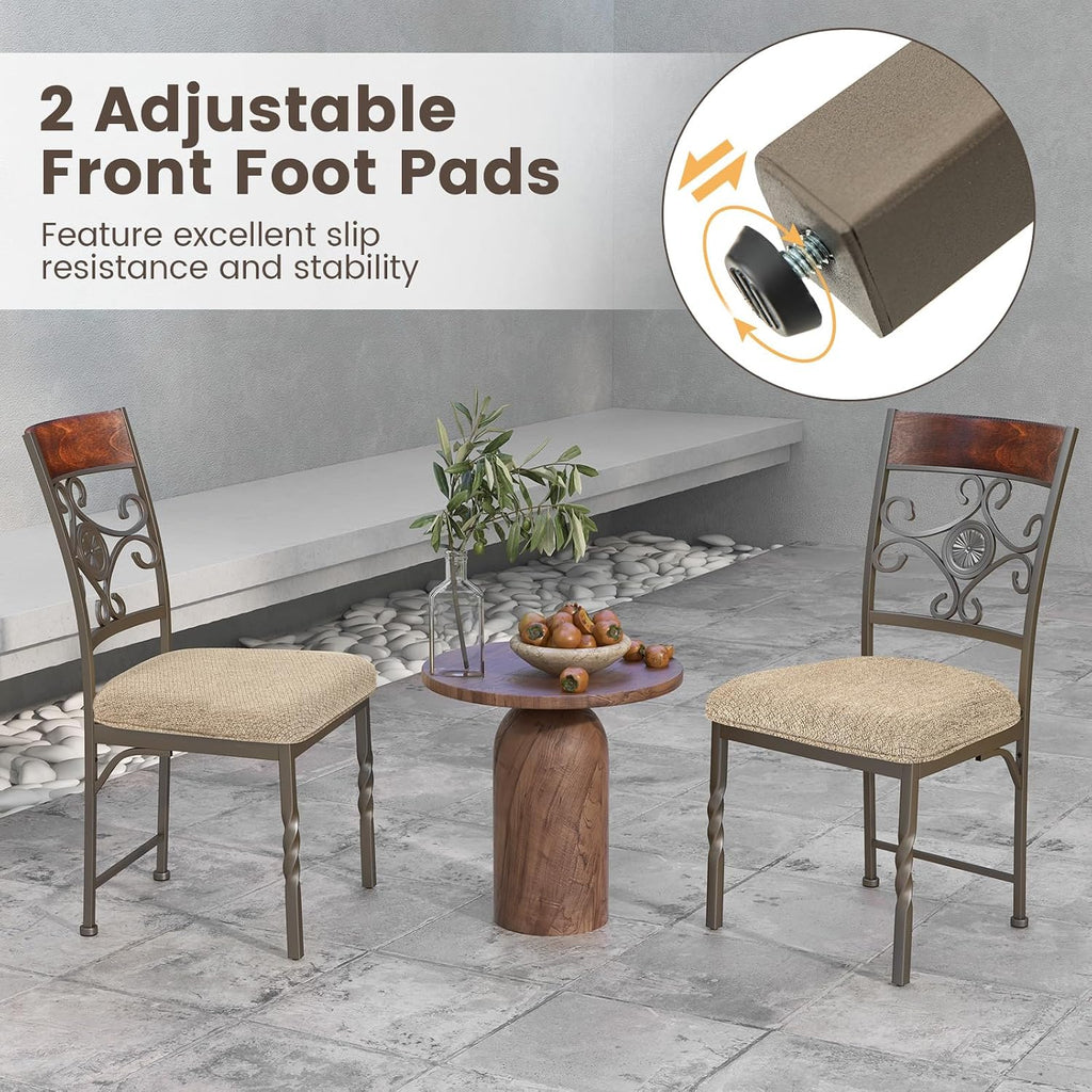 GOFLAME Dining Chairs Set of 2, Upholstered Kitchen Chairs with Padded Seat & Ergonomic Backrest, Farmhouse Armless Side Chairs with Metal Frame for Dining Room, Restaurant, Brown