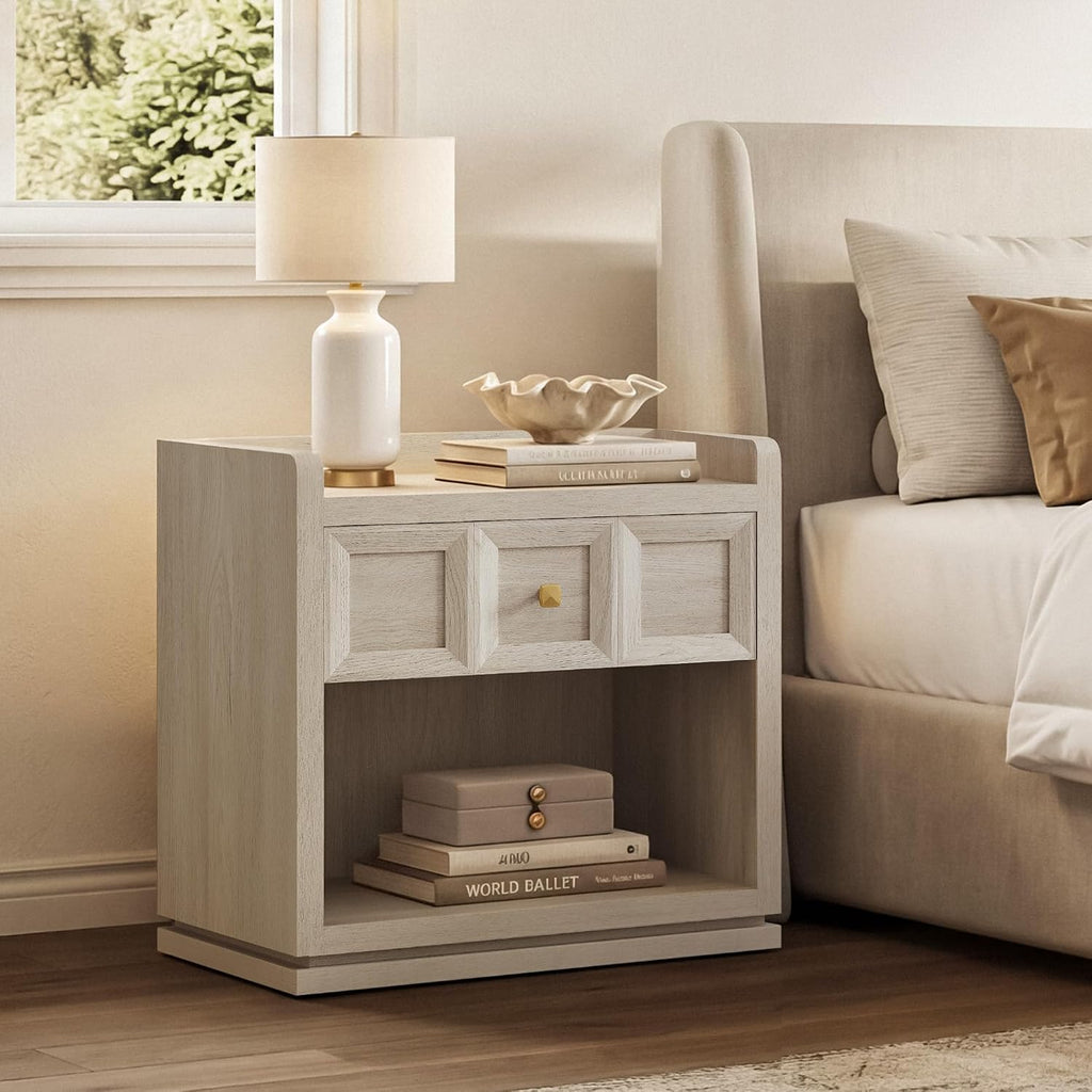 SICOTAS Night Stand Set 2, 26" Wide Nightstands with Drawer