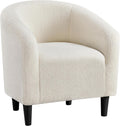 Yaheetech Small 25.5in Wide Sherpa Barrel Accent Chair for Bedroom, Ivory | Compact Cozy Barrel Chairs with a Curved Silhouette, Upholstered Furry Armchair for Small Spaces, Living Room Bedroom Corner