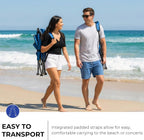 Beach Chairs for Adults Blue 1 Pack | High Back, Low Profile, 22.5'' Wide, Headrest, Breathable Mesh, Portable, Outdoor, Beach, Concert