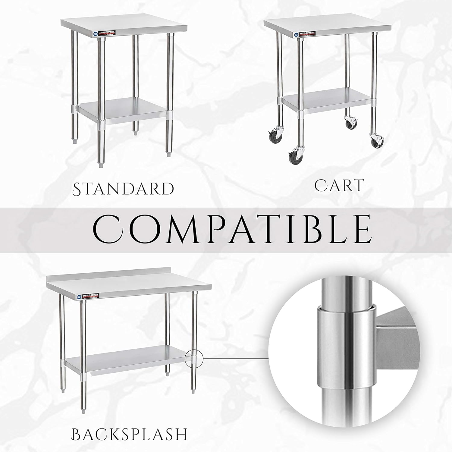 DuraSteel Galvanized Under Shelf for Work Tables - Extra Adjustable Lower Shelf for 24" x 48" Stainless Steel and Wooden Worktables - Fits for use in Restaurant, Warehouse, Home, Kitchen, Garage