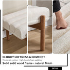 BESTANO Modern Upholstered Bedroom Bench End of Bed, Comfy Modern Entryway Bench Solid Wood Frame, 47" Indoor Bench for Hallway Dining Living Room, Beige Chenille