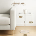 Acrylic Side Table, Round Drink Table for Small Spaces – Modern Clear End Table for Bedroom, Living Room, Office, Outdoor, Bathroom | Minimalist Design, Easy Assembly 11.8" W x 21" H