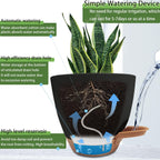 Self Watering Planters with Drainage Holes Reservoir,Nursery Planting Pot for Indoor Decor Garden Plants Succulents,Snake Plant, African Violet,Plastic Flower Pots Set 7+6.5+6+5.5+5 Inch (Black)