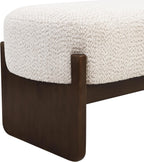 Christopher Knight Home Arden Minimalist Style Rectangular Loop Yarn Fabric Ottoman Bench, Rubberwood Frame, Entryway Bench, Living Room Sofa Extra Seat, End of Bed Footstool, Beige+Brown