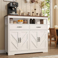 knoworld Buffet Sideboard with Storage Farmhouse with 4 Doors, 47'' Large Kitchen Storage Cabinet Wood Coffee Bar Cabinet Buffet Table with Shelves for Kitchen, Dining Room, Entryway