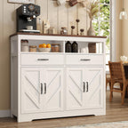 knoworld Buffet Sideboard with Storage Farmhouse with 4 Doors, 47'' Large Kitchen Storage Cabinet Wood Coffee Bar Cabinet Buffet Table with Shelves for Kitchen, Dining Room, Entryway