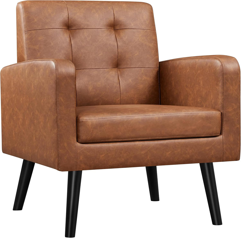 Yaheetech Mid Century Accent Chair Living Room Chair Retro Brown