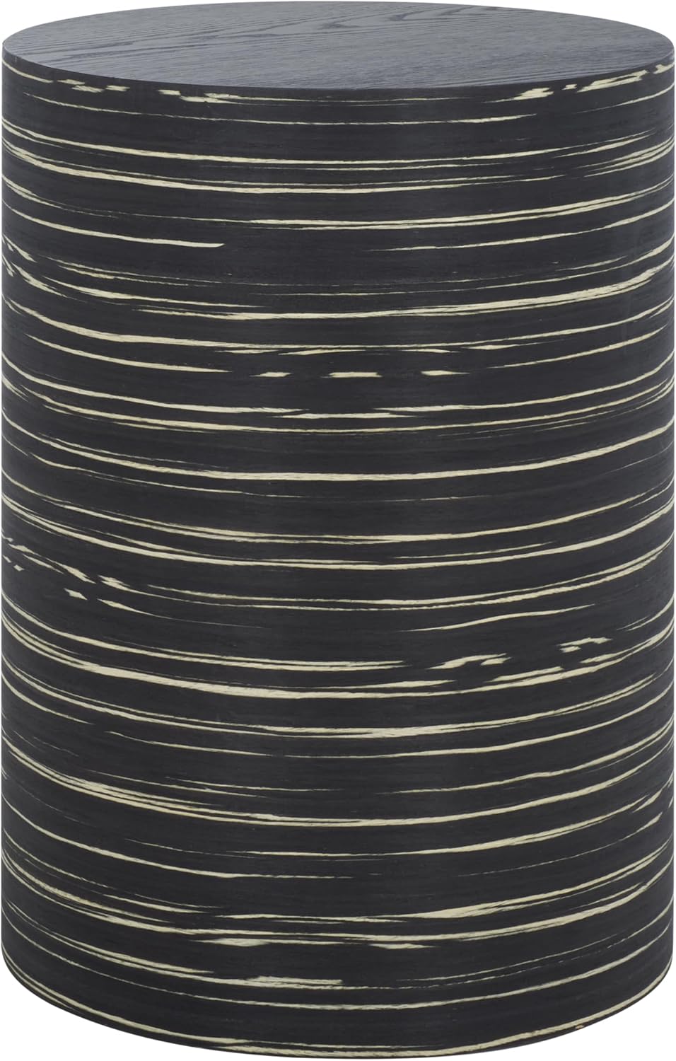 SAFAVIEH Home Collection - Bahan Round Pedestal End Table, Black Modern Stripe Accent Side Table, Fully Assembled (ACC2311A)