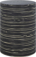 SAFAVIEH Home Collection - Bahan Round Pedestal End Table, Black Modern Stripe Accent Side Table, Fully Assembled (ACC2311A)