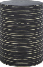 SAFAVIEH Home Collection - Bahan Round Pedestal End Table, Black Modern Stripe Accent Side Table, Fully Assembled (ACC2311A)