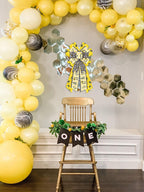 Estivaux Large Bumble Bee Bows for Wreath, Happy Bee Wreath Bows Yellow Burlap Bows White Black Buffalo Plaid Bows Spring Holiday Tree Topper Bows for Front Door Spring Birthday Farmhouse Decorations