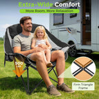 Suteck Oversized Camping Chairs for Adults - Heavy Duty Padded Camping Chair Folding Lawn XL Camp Chair with Cup Holders for Outdoor Sports Beach Fishing, Support to 500 lbs