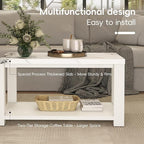 Coffee Table 40" Faux Marble White Oak 2-Tier Rectangle Thickened Modern Wooden Center Table for Living Room, Conference Room, Small Space Home Furniture (Classic White Oak)