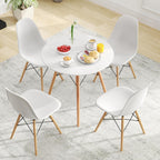 Tangkula Round Dining Table Set for 4, Modern Circle Kitchen Table & 4 Chairs with Ergonomic Seats and Solid Wood Legs, 5-Piece Dining Room Set for Small Spaces, Kitchen, Living Room