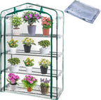 DECOHS Extra Wide 4 Tier Greenhouse Replacement Cover- 63 x 40 x 19 Inch Clear PVC Plant Gardening Greenhouse Cover with Roll-Up Zipper Door for Gardening Plants Flowers (Frame Not Include)