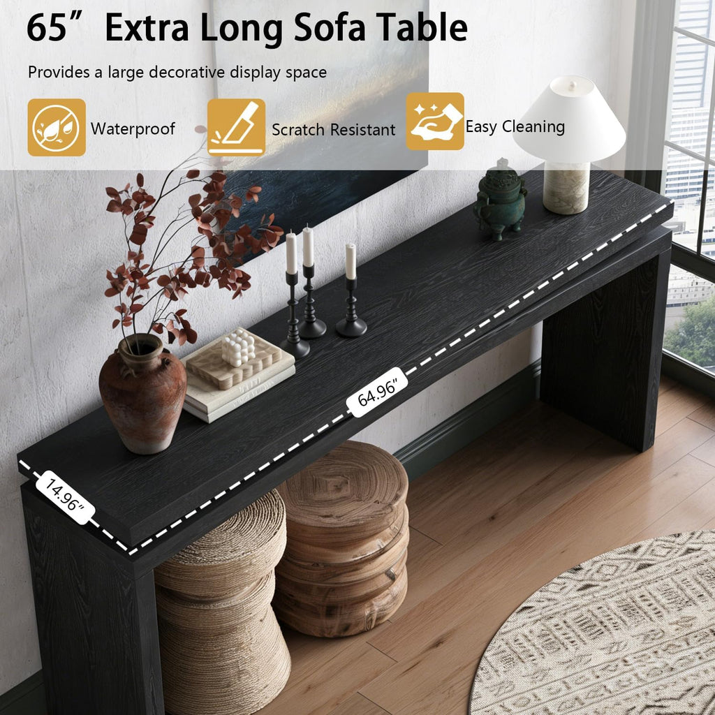 SSLine 65" Wooden Console Table Narrow Long Sofa Tables Behind Couch, Farmhouse Accent Entryway Table for Living Room Hallway Entrance Foyer (Black)