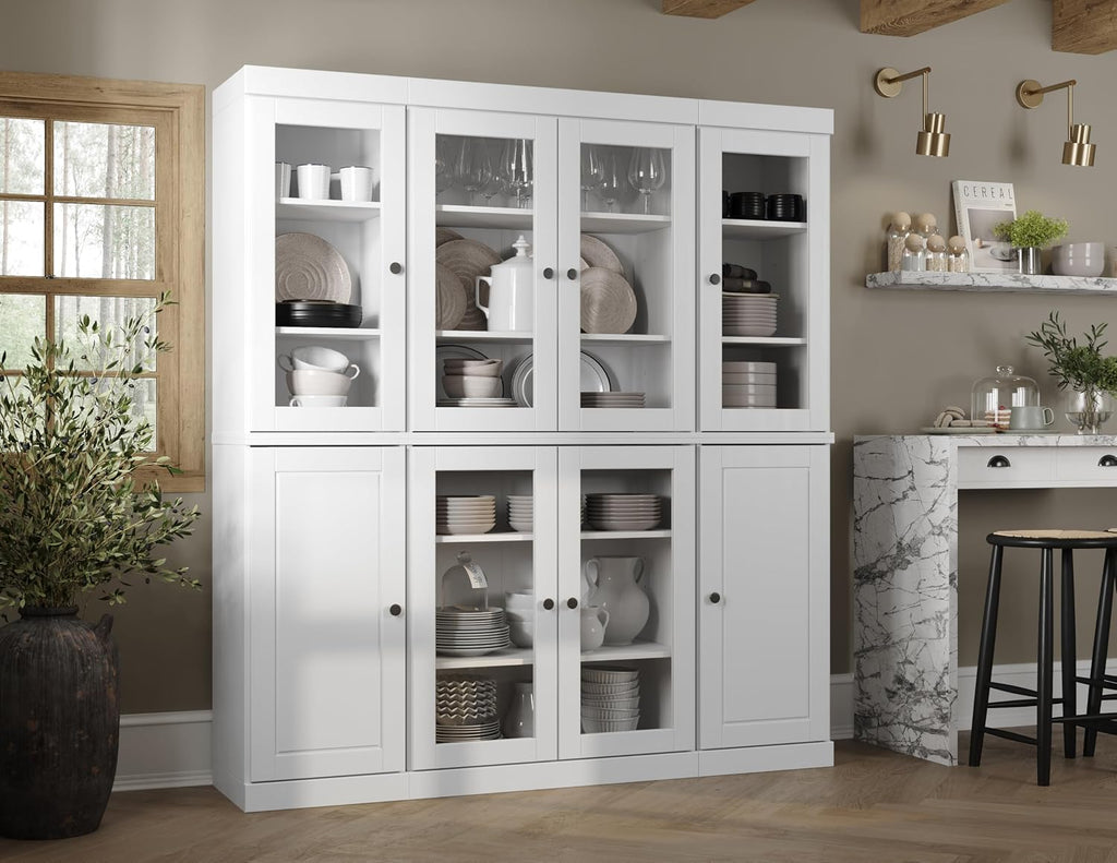 Palace Imports 100% Solid Wood Kitchen Pantry, White, 65" w x 71.5" h x 15.5" d, Renewable Eco-Friendly Wood, Made in Brazil