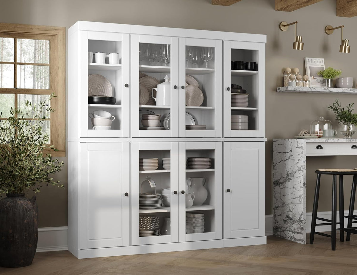 Palace Imports 100% Solid Wood Kitchen Pantry, White, 65" w x 71.5" h x 15.5" d, Renewable Eco-Friendly Wood, Made in Brazil