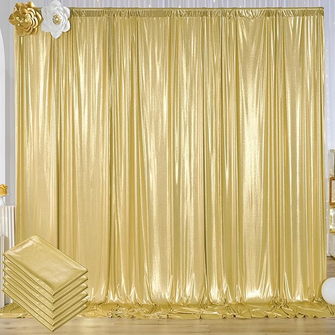 30x10 ft Wrinkle Free Gold Sequin Backdrop Curtain for Parties,Thick Not Fall Glitter Wedding Drape Backdrop,6 Panels 5x10ft Shimmer Photo Wall Back Drop Cloth for Graduation Photography Background