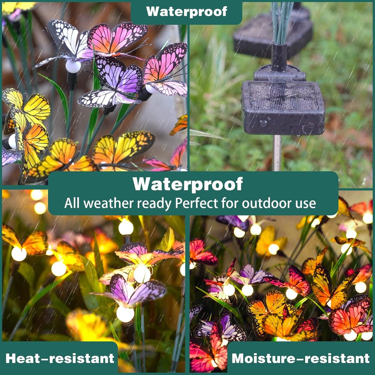 TONULAX Solar Garden Lights - Swaying Butterfly Light, Swaying in The Wind, Solar Outdoor Lights, Yard Patio Pathway Decoration, High Flexibility Iron Wire & Realistic Butterflies (6 Pack)