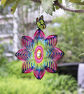 SPRING SONG Butterfly on Mandala Flower Wind Spinner for Yard and Garden Stainless Steel Spinner Indoor and Outdoor Hanging Decor Crafts Ornament Gifts Kinetic Art Yard Garden Hanging Wind Spinner