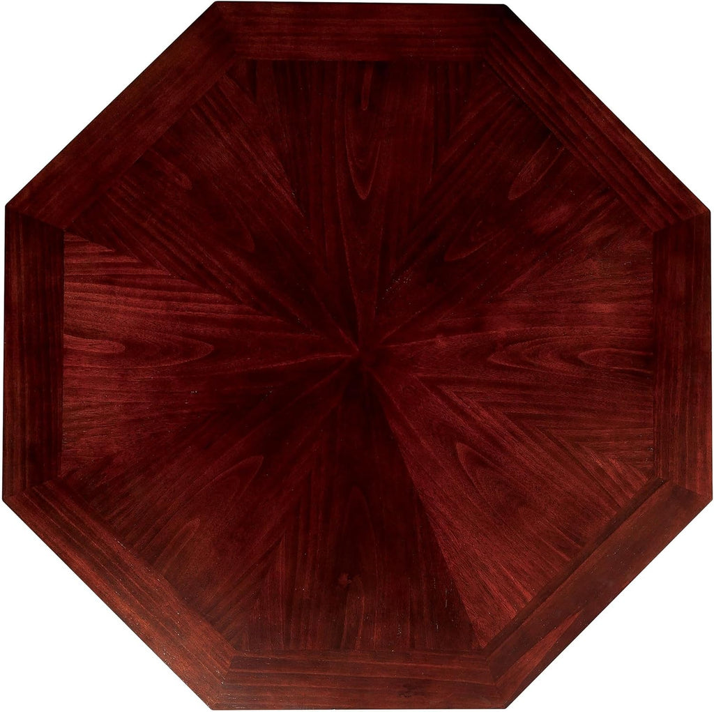 Furniture of America Deaton 48" x 48" Traditional 8-Sided Octagon-Shaped Wood Gaming Table with Inter-Changeable Top, Cupholder, Pedestal Legs, Assembly Required, in Cherry Finish
