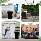 Wenqik 4 Sets 32"x43" High Top Folding Cocktail Tables & Cover,Black | Bar Height Portable Stands with Spandex Covers, Removable Legs for Easy Storage, Ideal for Parties Weddings Events