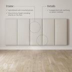 Nathan James Marissa King Size Upholstered Headboard with 6 Panels, Wall Mounted Boucle Headboard, White