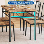 GarveeHome Dining Table Set for 4, Rectangle Compact Dining Table and Chairs Set, Small Kitchen Table Set with 4 Wood Chairs for Apartment, Rustic Brown