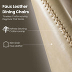 Set of 4 Mid-Century Modern Dining Chairs, Beige Faux Leather Upholstered Kitchen Chairs with Metal Legs, Comfortable Side Chairs for Dining Room, Living Room, Cafe & Hotel
