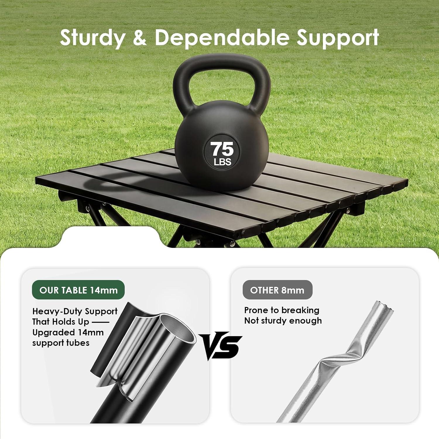 Opliy 2-Pack Portable Camping Table – Ultralight Foldable Car Tray Table with Carry Bag for Camping, Picnic, BBQ, Beach & Outdoor Travel
