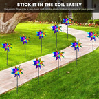 10 PCS Reflective Pinwheels for Yard and Garden Bird Devices Pre-Installed Sparkly Wind Spinner Deterrent to Scare Birds Away from Yard Patio Farm (Multicolor-1)
